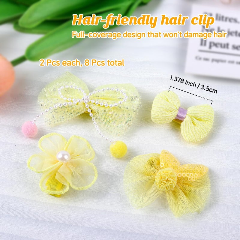 Cherocito 400 Pcs Baby Girls Hair Accessories Set,Baby Girls Hair Ties,Flower Bows Rubber Bands,Hair-friendly Hair Clip,Soft Elastic Hair Bands,Claw Clip(Yellow) - Image 3